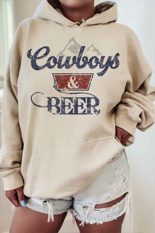 COWBOYS N BEER WESTERN GRAPHIC HOODIE - lolaluxeshop