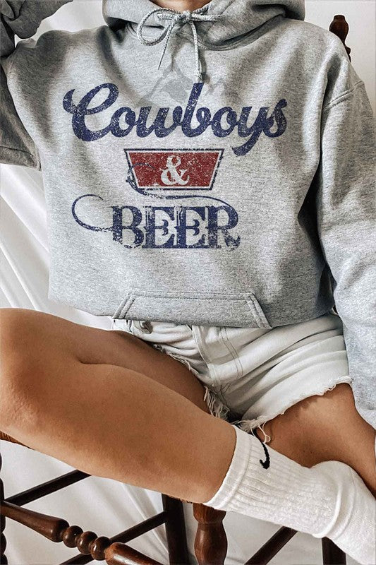 COWBOYS N BEER WESTERN GRAPHIC HOODIE - lolaluxeshop