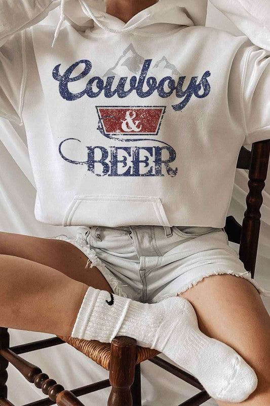 COWBOYS N BEER WESTERN GRAPHIC HOODIE - lolaluxeshop