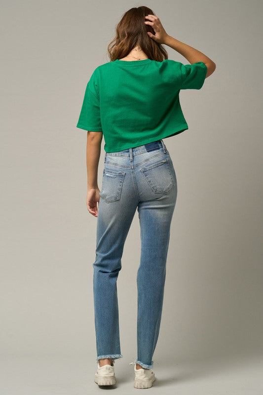 MID-RISE SLIM TAPERED JEANS - lolaluxeshop