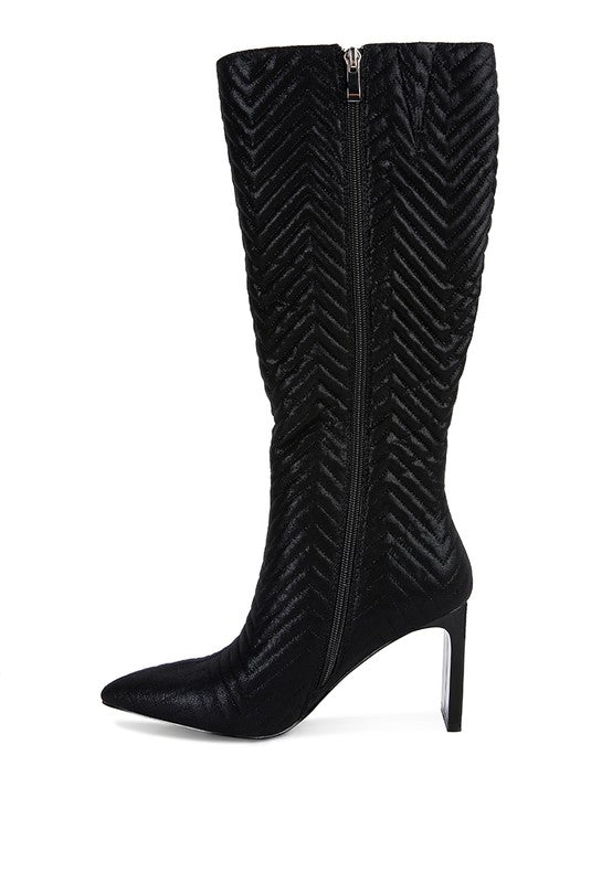 Prinkles Quilted High Italian Block Heeled Boots - lolaluxeshop