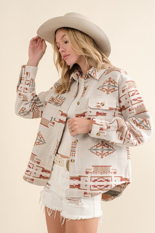 Blue B Exclusive Jacquard Aztec Shirt Jacket - lolaluxeshop