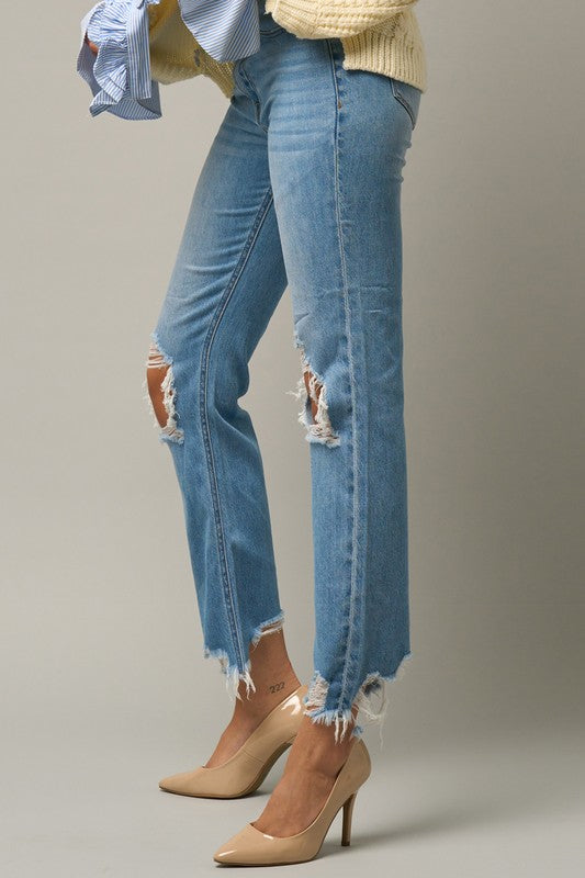 HIGH RISE STRAIGHT CROP JEANS - lolaluxeshop