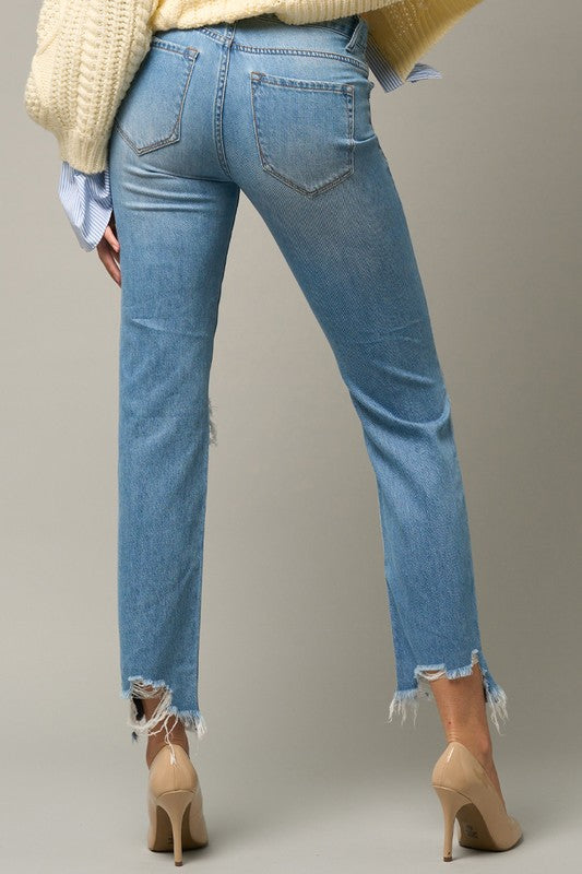 HIGH RISE STRAIGHT CROP JEANS - lolaluxeshop