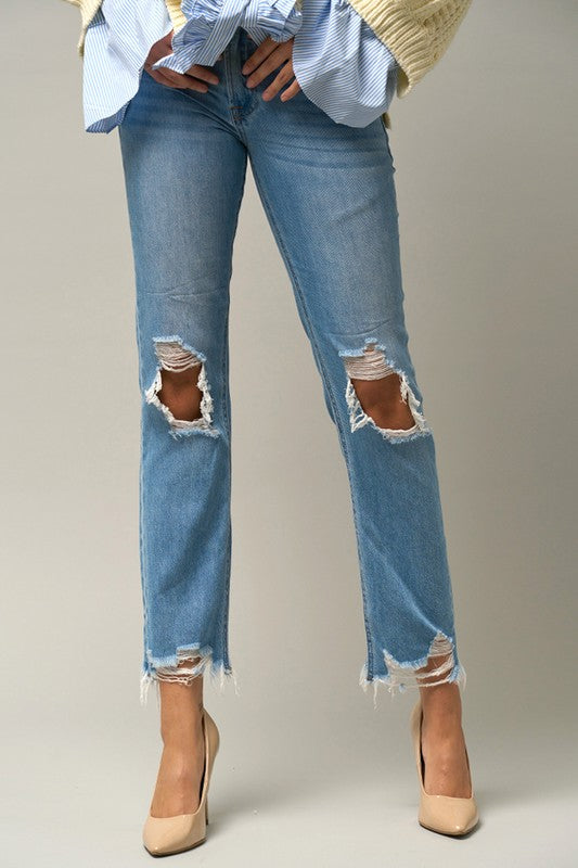 HIGH RISE STRAIGHT CROP JEANS - lolaluxeshop