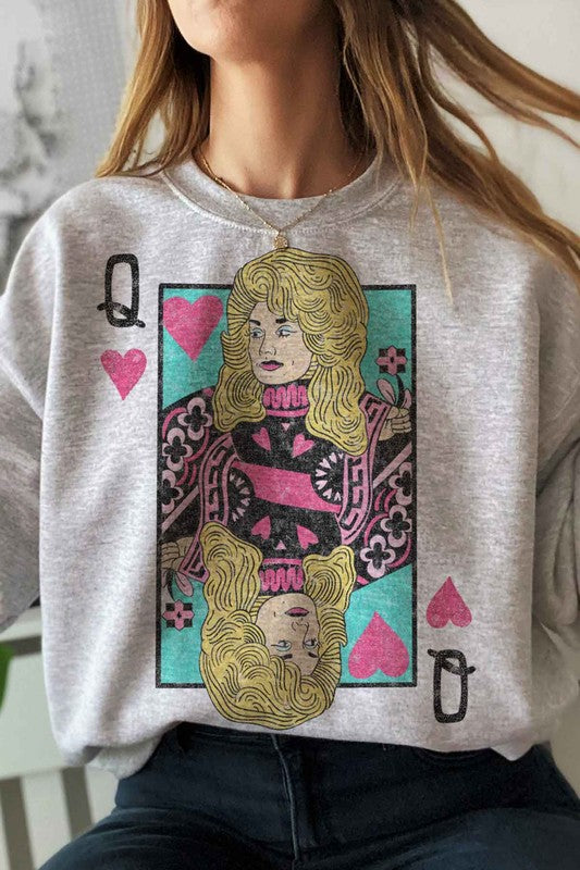 DOLLY QUEEN OF HEARTS GRAPHIC SWEATSHIRT - lolaluxeshop