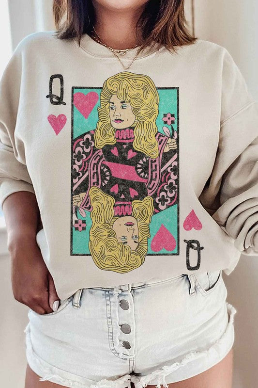 DOLLY QUEEN OF HEARTS GRAPHIC SWEATSHIRT - lolaluxeshop