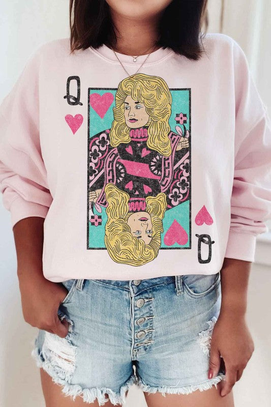 DOLLY QUEEN OF HEARTS GRAPHIC SWEATSHIRT - lolaluxeshop