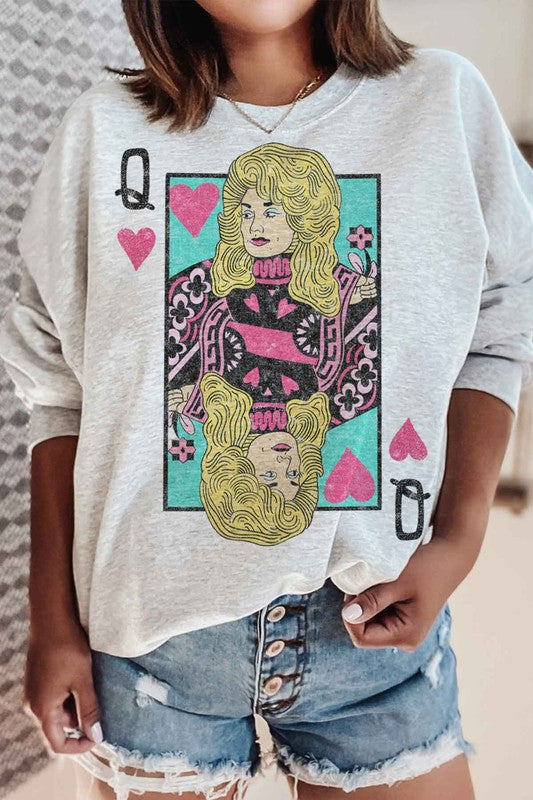 DOLLY QUEEN OF HEARTS GRAPHIC SWEATSHIRT - lolaluxeshop