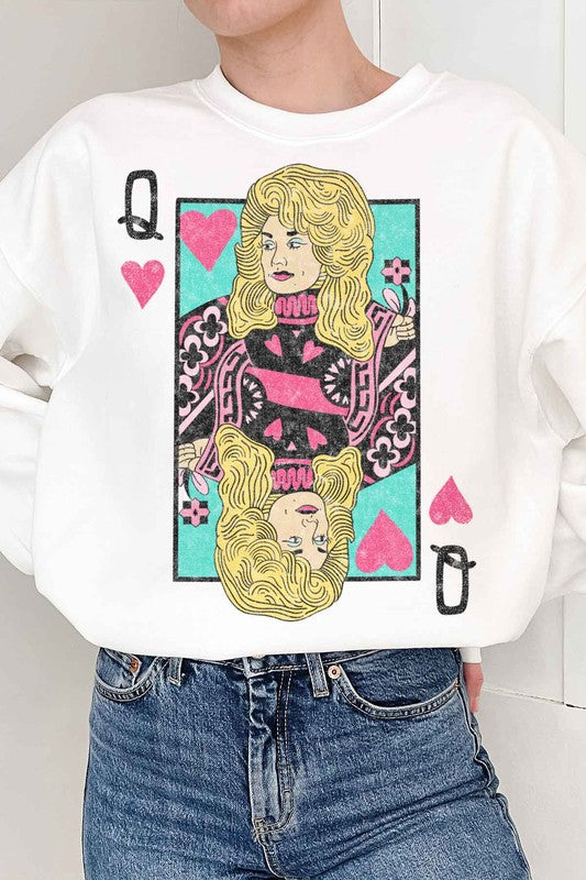 DOLLY QUEEN OF HEARTS GRAPHIC SWEATSHIRT - lolaluxeshop