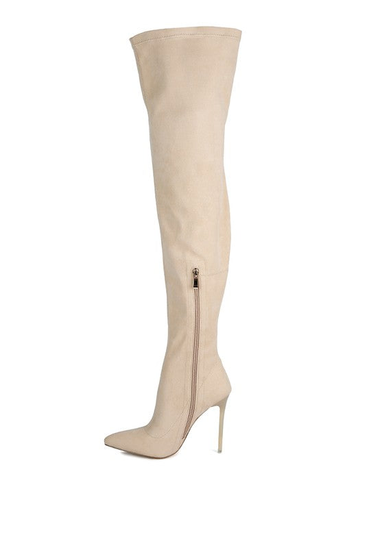 Atelier Stretch Faux Suede Stiletto Long Boots - lolaluxeshop