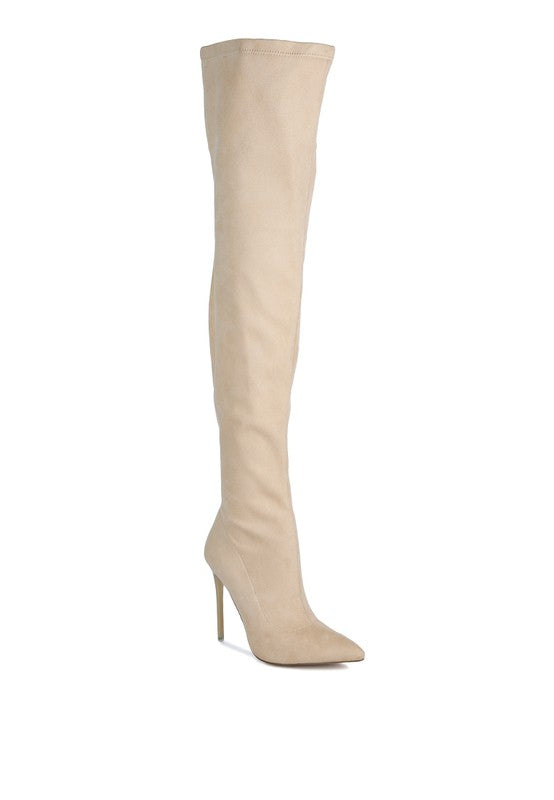 Atelier Stretch Faux Suede Stiletto Long Boots - lolaluxeshop