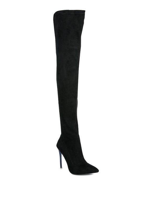 Atelier Stretch Faux Suede Stiletto Long Boots - lolaluxeshop