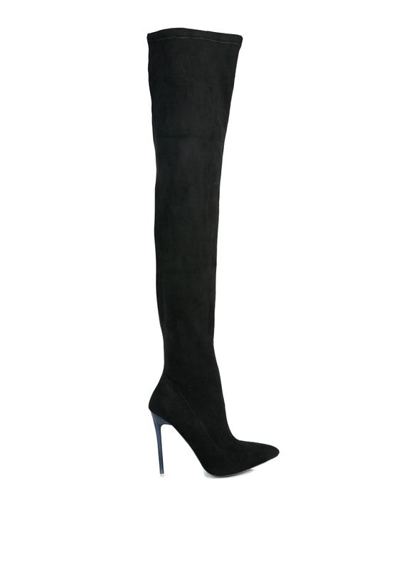 Atelier Stretch Faux Suede Stiletto Long Boots - lolaluxeshop