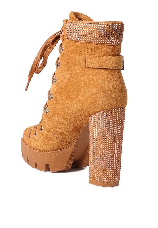 Birch Diamante Set Block Heeled Ankle Boot - lolaluxeshop