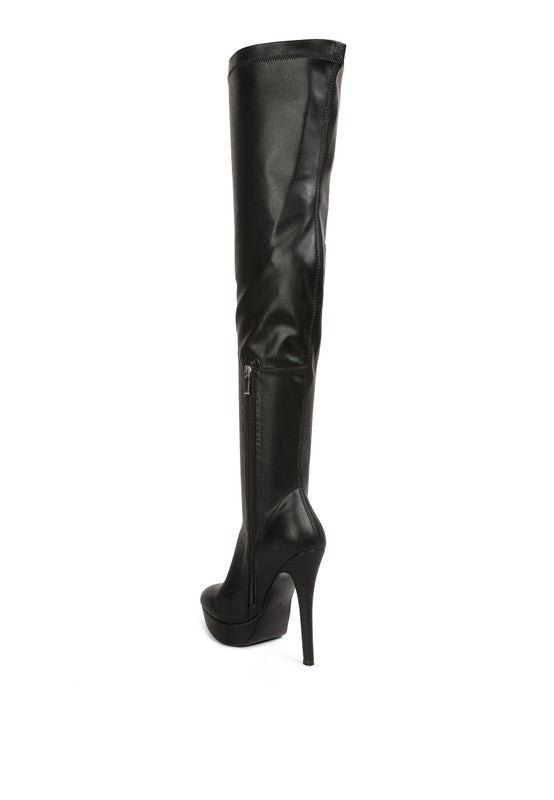 Confetti Stretch Pu High Heeled Long Boots - lolaluxeshop