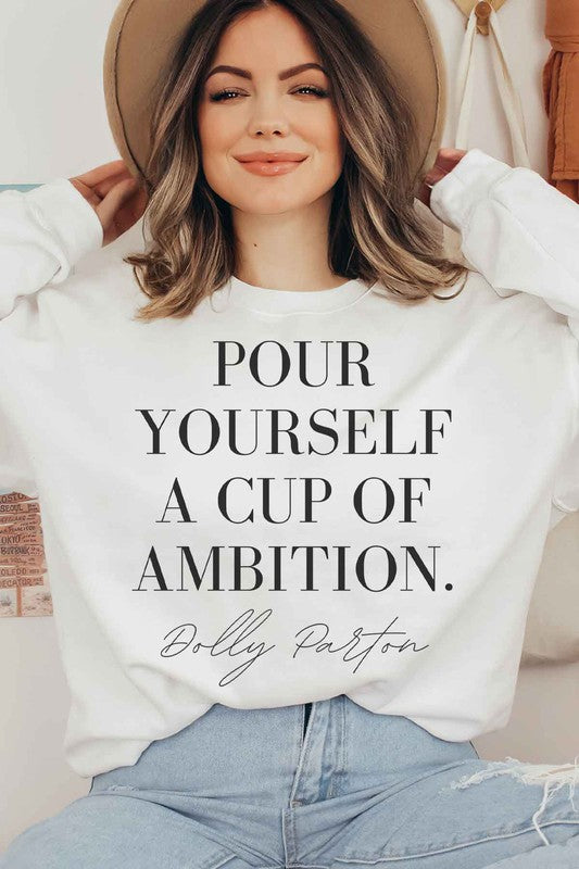 CUP OF AMBITION DOLLY GRAPHIC SWEATSHIRT - lolaluxeshop