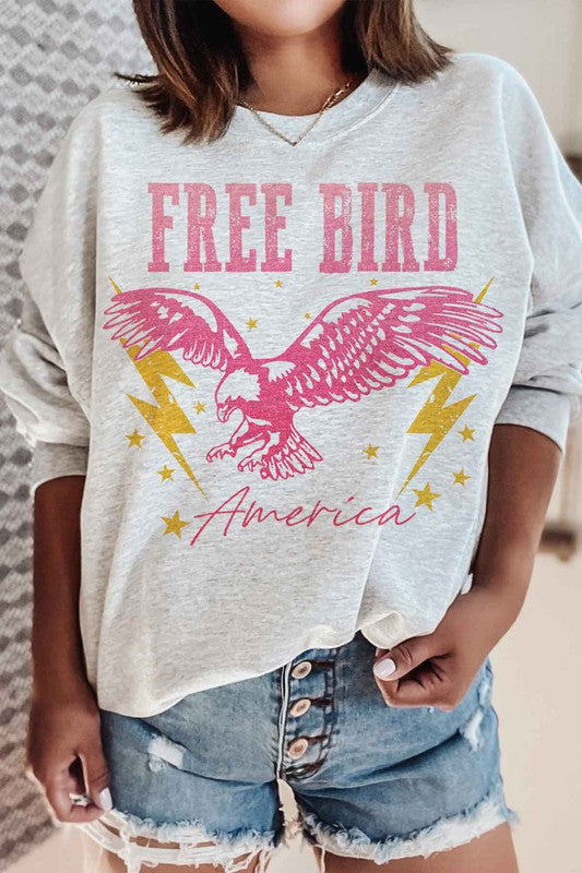 FREE BIRD AMERICA GRAPHIC SWEATSHIRT - lolaluxeshop