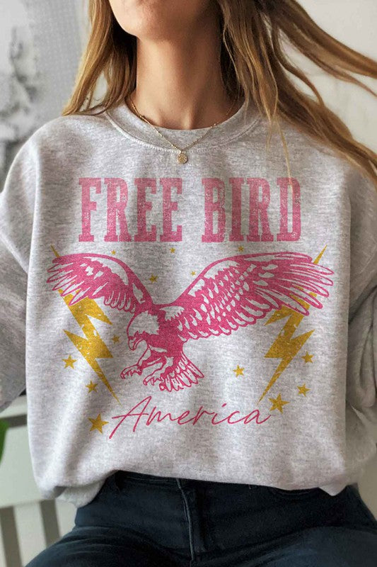 FREE BIRD AMERICA GRAPHIC SWEATSHIRT - lolaluxeshop