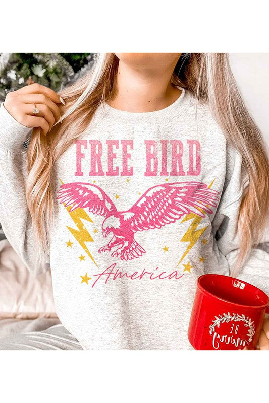 FREE BIRD AMERICA GRAPHIC SWEATSHIRT - lolaluxeshop