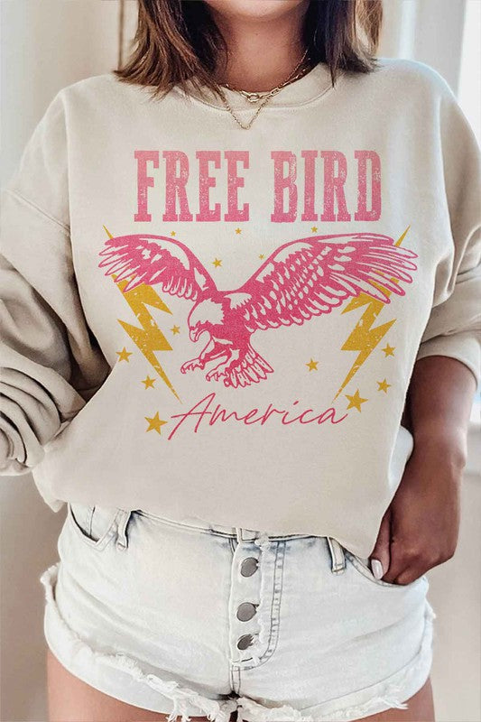 FREE BIRD AMERICA GRAPHIC SWEATSHIRT - lolaluxeshop