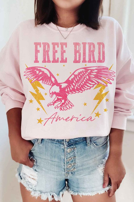 FREE BIRD AMERICA GRAPHIC SWEATSHIRT - lolaluxeshop