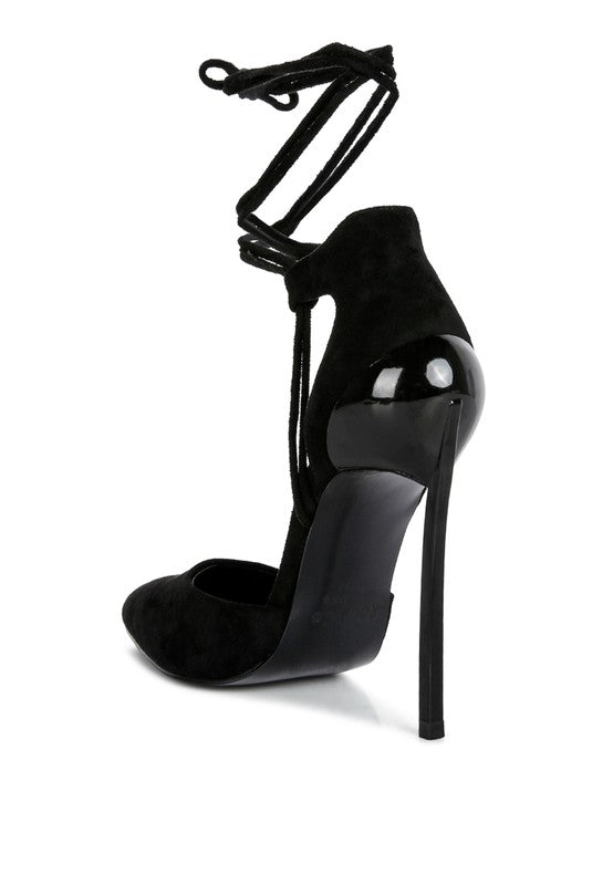 RULE BREAKER Black Lace Up Stiletto Sandals - lolaluxeshop