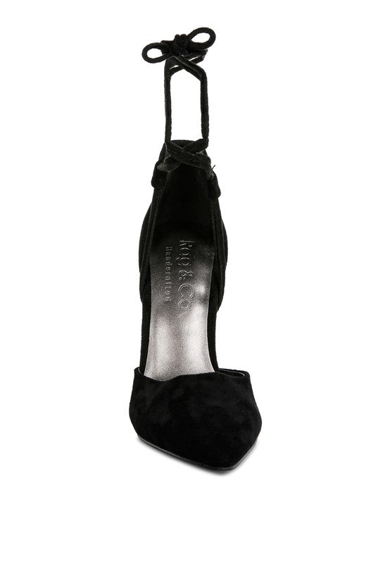 RULE BREAKER Black Lace Up Stiletto Sandals - lolaluxeshop