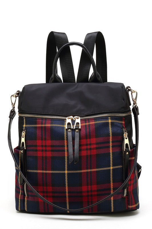 MKF Collection Nishi Plaid Backpack By Mia K - lolaluxeshop