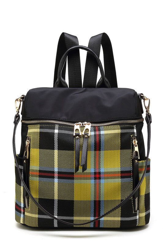 MKF Collection Nishi Plaid Backpack By Mia K - lolaluxeshop