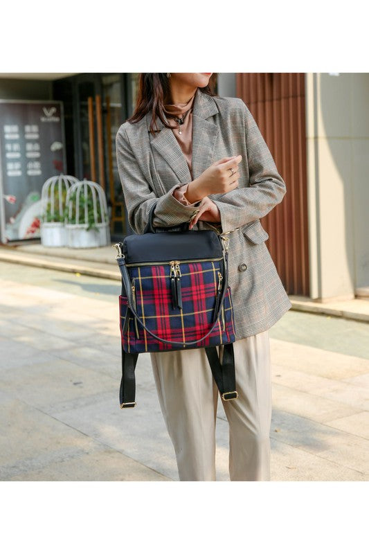 MKF Collection Nishi Plaid Backpack By Mia K - lolaluxeshop