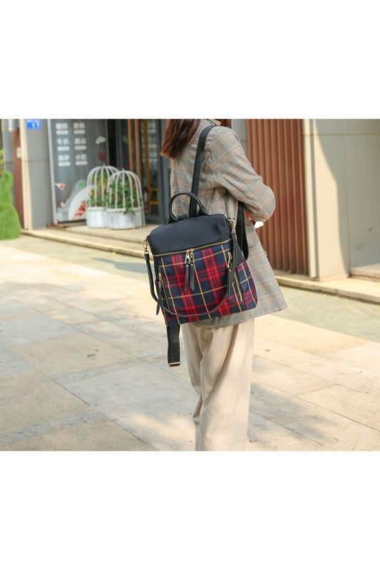 MKF Collection Nishi Plaid Backpack By Mia K - lolaluxeshop