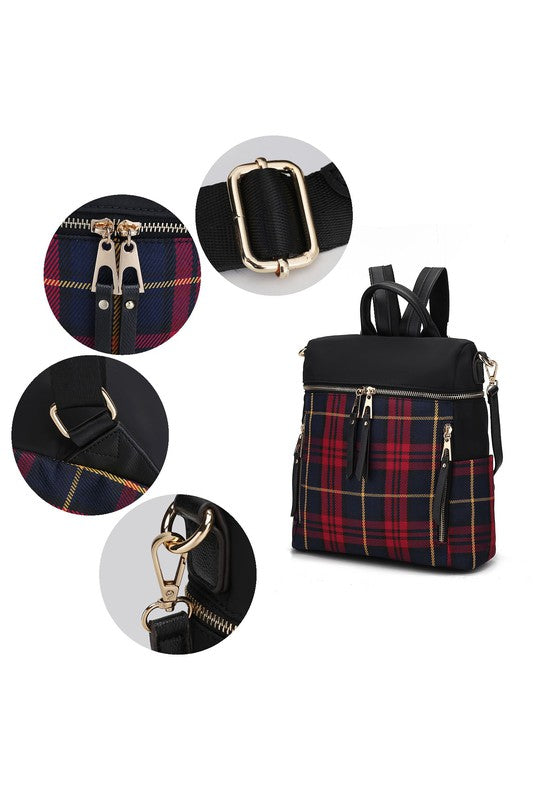 MKF Collection Nishi Plaid Backpack By Mia K - lolaluxeshop