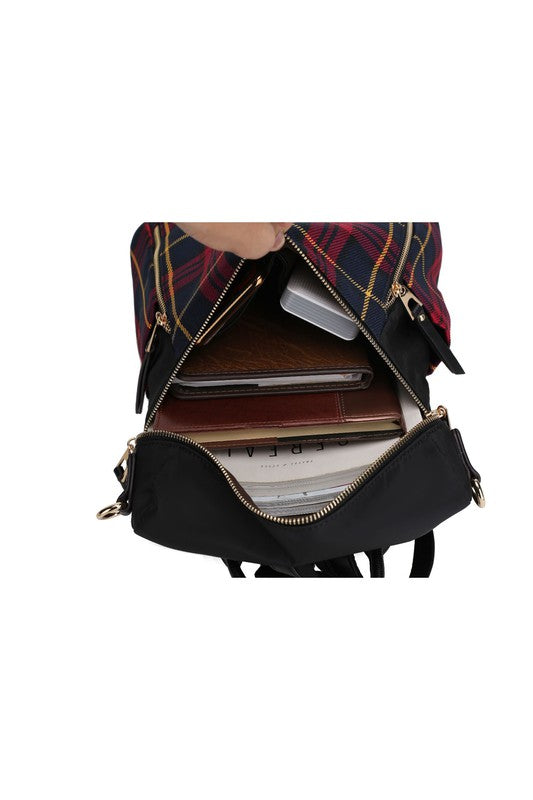 MKF Collection Nishi Plaid Backpack By Mia K - lolaluxeshop