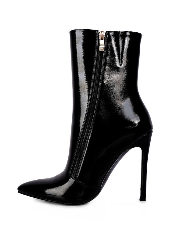 Mania Patent Pu High Heeled Ankle Boot - lolaluxeshop