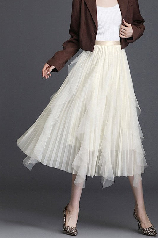 Pleated chiffon midi skirt - lolaluxeshop