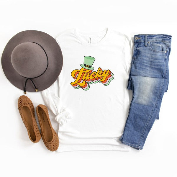 Retro Lucky Hat Long Sleeve Graphic Tee - lolaluxeshop