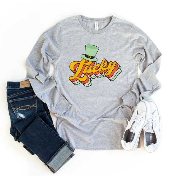 Retro Lucky Hat Long Sleeve Graphic Tee - lolaluxeshop