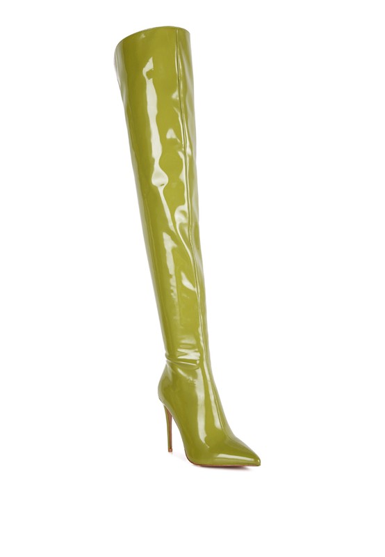 Eclectic Patent Pu Long Stiletto Boots - lolaluxeshop