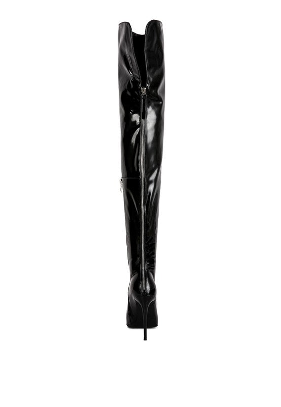 Eclectic Patent Pu Long Stiletto Boots - lolaluxeshop