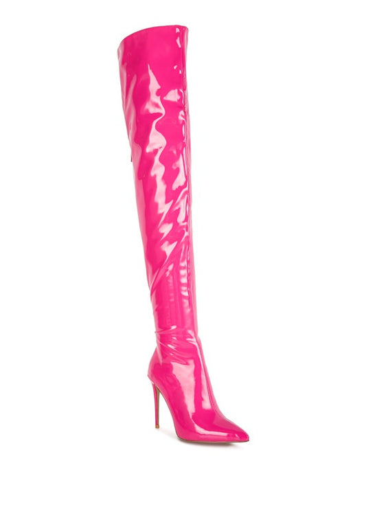 Eclectic Patent Pu Long Stiletto Boots - lolaluxeshop