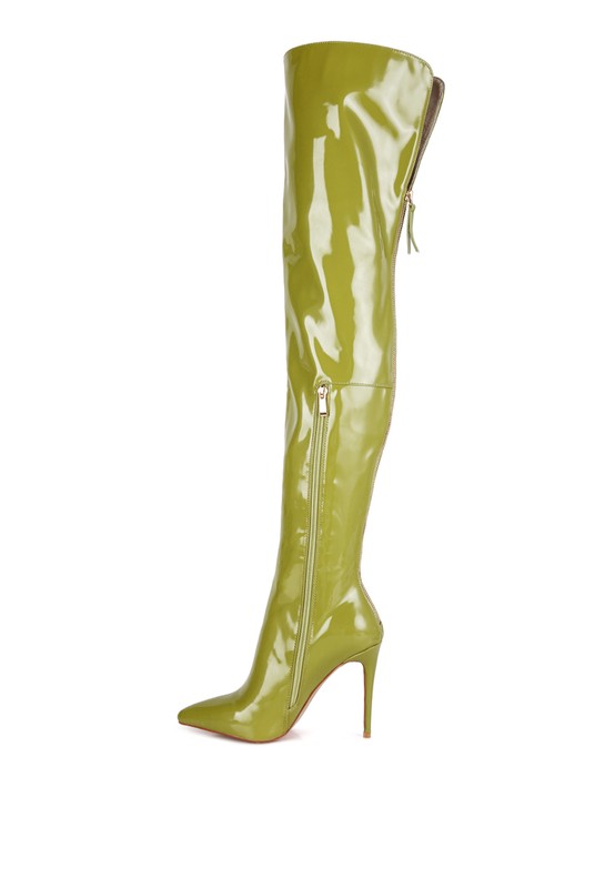 Eclectic Patent Pu Long Stiletto Boots - lolaluxeshop