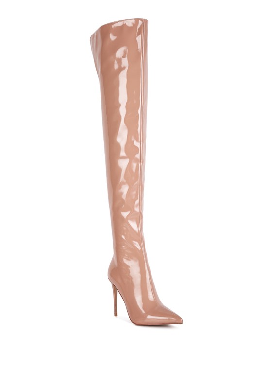 Eclectic Patent Pu Long Stiletto Boots - lolaluxeshop