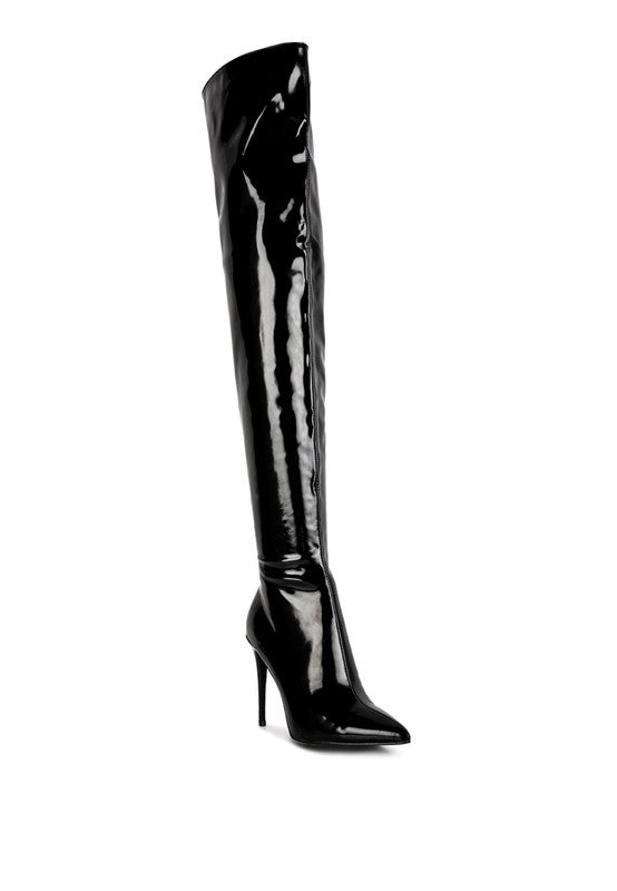 Eclectic Patent Pu Long Stiletto Boots - lolaluxeshop