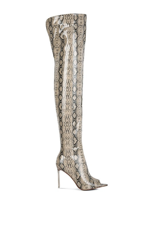 High Drama Snake print Stiletto Long Boots - lolaluxeshop