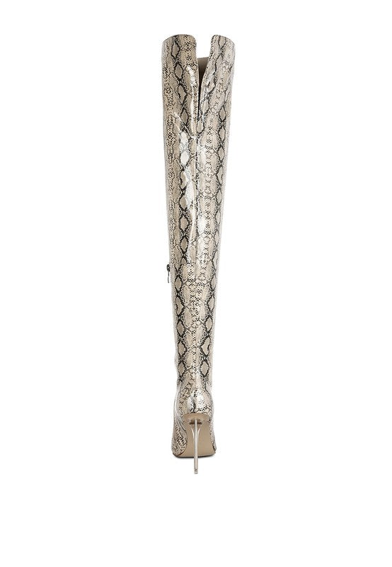 High Drama Snake print Stiletto Long Boots - lolaluxeshop