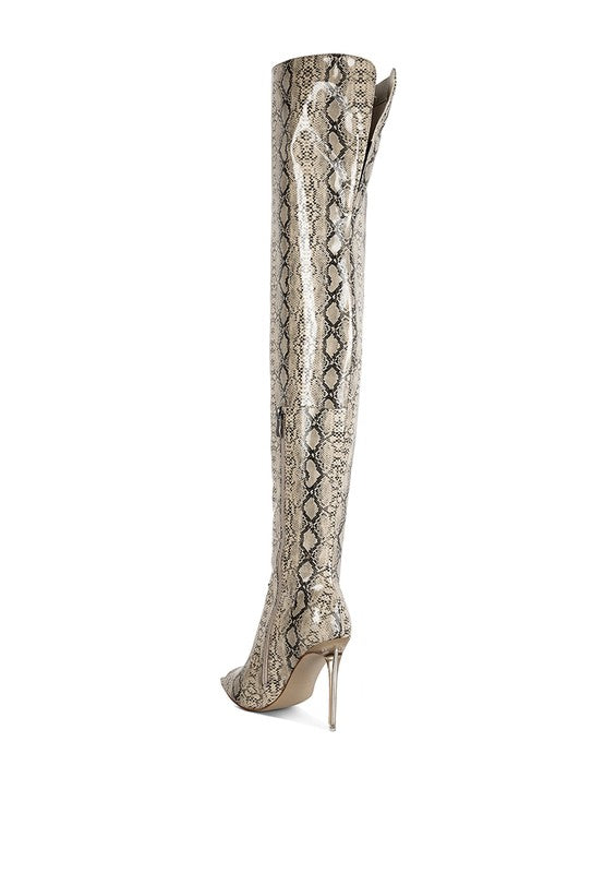 High Drama Snake print Stiletto Long Boots - lolaluxeshop