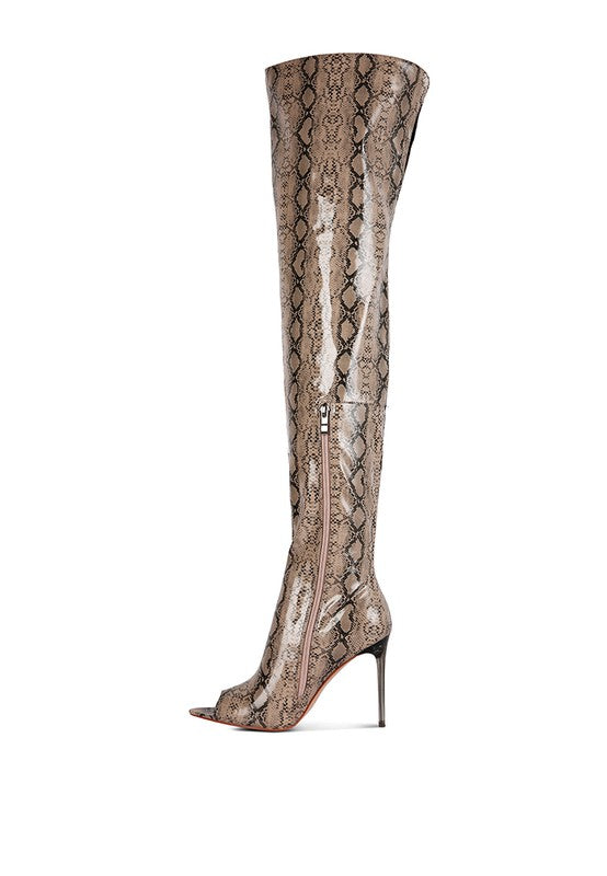 High Drama Snake print Stiletto Long Boots - lolaluxeshop