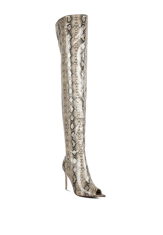 High Drama Snake print Stiletto Long Boots - lolaluxeshop