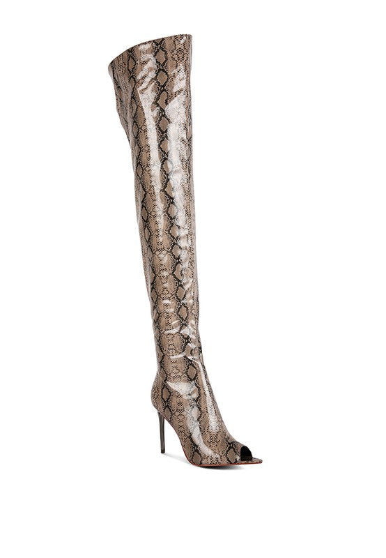 High Drama Snake print Stiletto Long Boots - lolaluxeshop